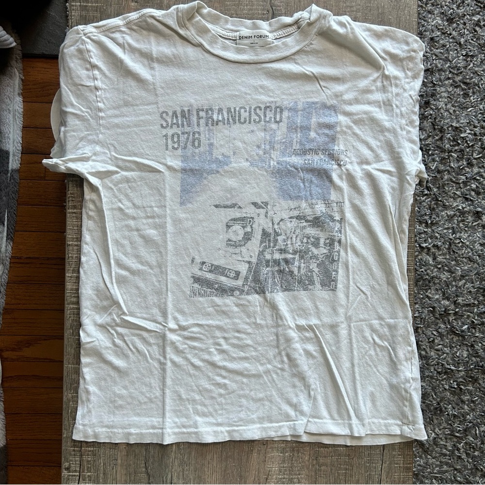 Denim Forum White San Francisco Graphic Tee Vintage 70s Inspired